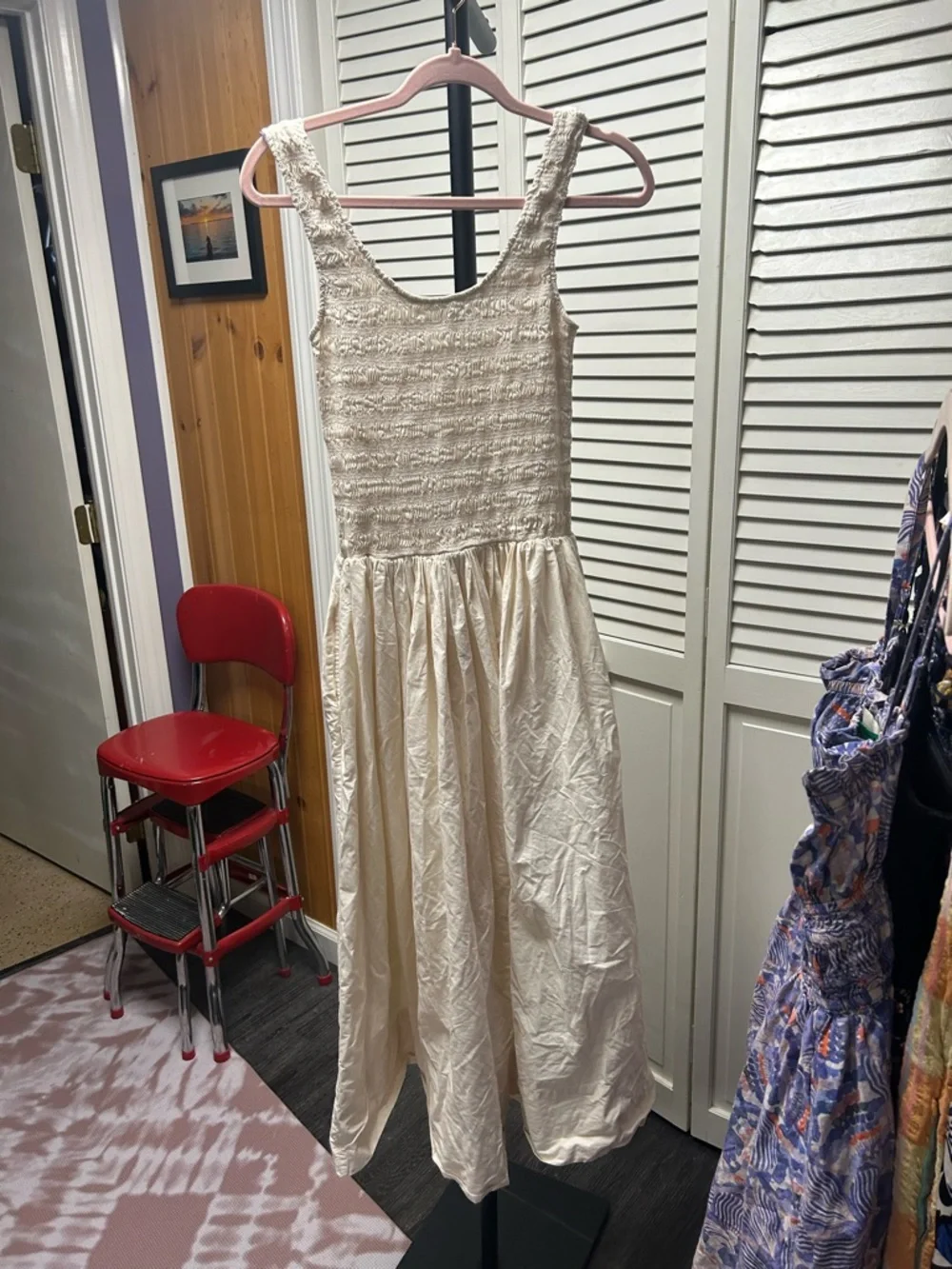 Nwot Alessia Smocked Tank Midi Dress in Cream - Picture 3 of 5